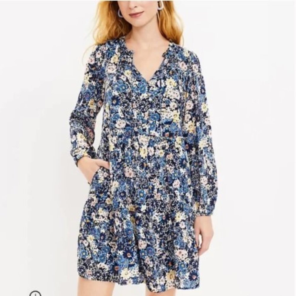 NWT Loft Desert Garden Tiered Pocket Dress, XS Petite